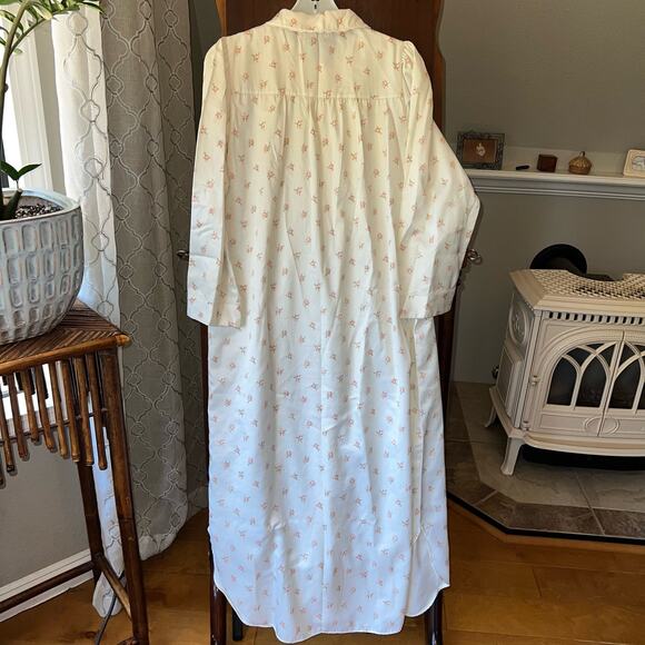 Vintage Miss Elaine Long Nightgown Floral Small Pink White Satin lined - Picture 10 of 14